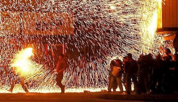The sound of explosion of fire cracker and other bonfire can be heard in Jomhoori st. in Tehran