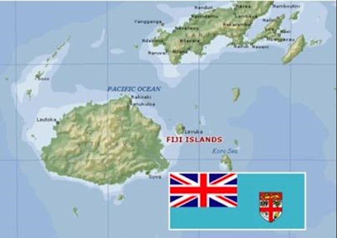 'Map and flag of Republic of Fiji'