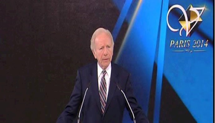 US Sen. Joe Lieberman spoke at the Iranian gathering led by Maryam Rajavi in Paris