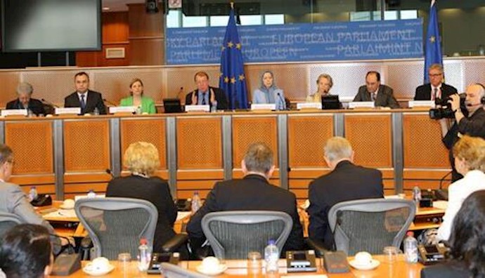  'Iranian main state-run TV broadcast report on Maryam Rajavi addressing European Parliament'