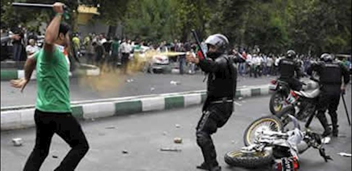 Clashes between police and two young protesters