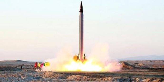  'A new Iranian precision-guided ballistic missile is launched as it is tested at an undisclosed location October 11, 2015.'