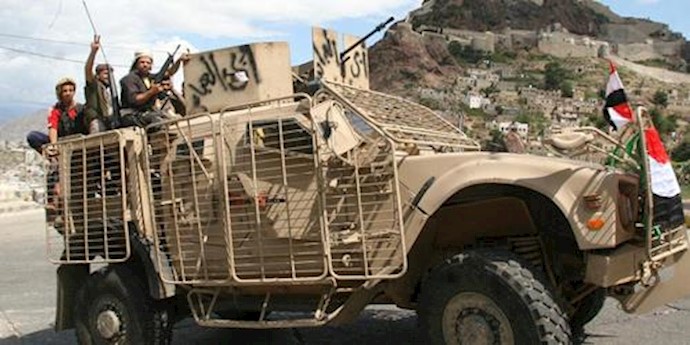  'Fighters loyal to Yemens government celebrate their new armored personnel carriers received from UAE '