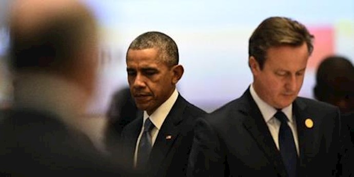  'US President and British Prime Minister join other world leaders in observing a minute of silence for the victims of Paris terror attacks'