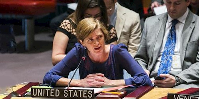  '.S. Ambassador Samantha Power at a UN Security Council meeting '
