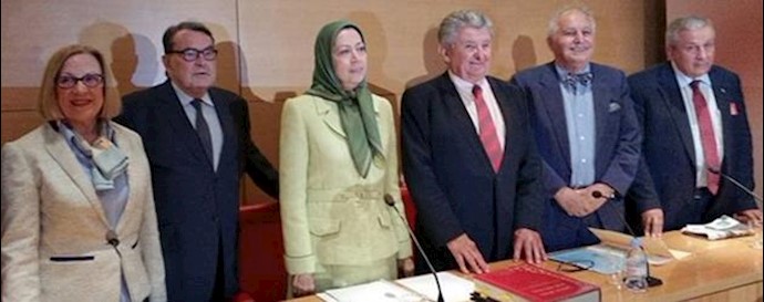  'Maryam Rajavi discussing Iran nuclear weapons program at the French Senate'