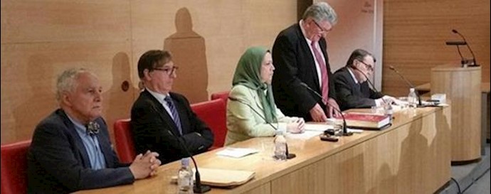  'Maryam Rajavi addressing French Senators at the French Senate Conference'