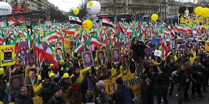 Thousands of people marched in Paris shouting No to Rouhani