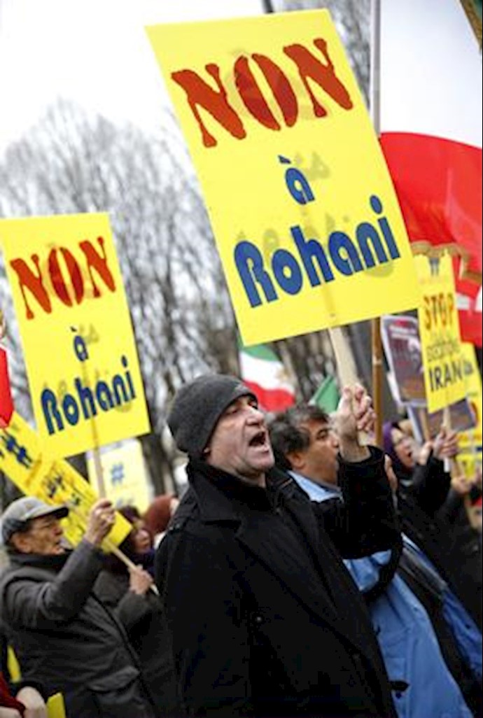 Iran National Council of Resistance demonstrate in Paris, NO to Rouhani