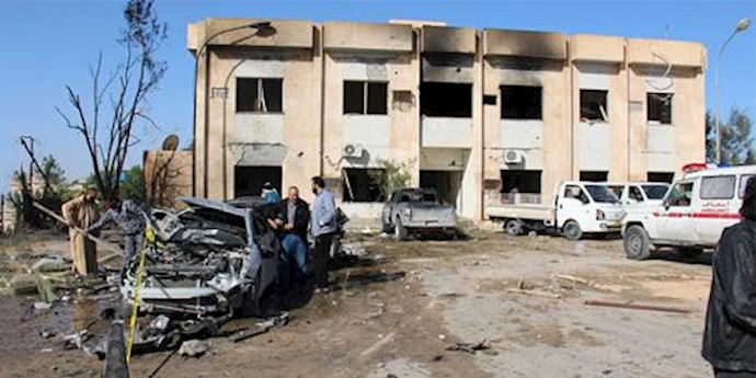  'The scene of an explosion at the Police Training Centre in the town of Zliten, Libya, January 7, 2016'