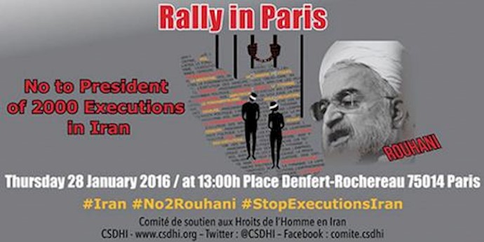 ’NO To Rouhani’ thousands of Iranians will chant today as Hassan Rouhani visits Paris