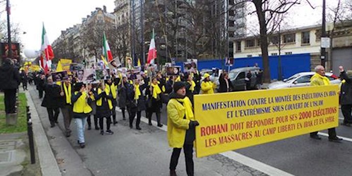 Rouhani’s visit to Paris met stiff protest by the Iranian Resistance