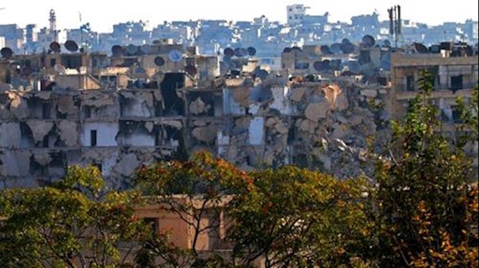  'A general view shows destruction in Aleppos rebel-held Bustan al-Basha neighbourhood on October 6, 2016    '