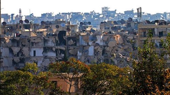  'A general view shows destruction in Aleppos rebel-held Bustan al-Basha neighbourhood on October 6, 2016'