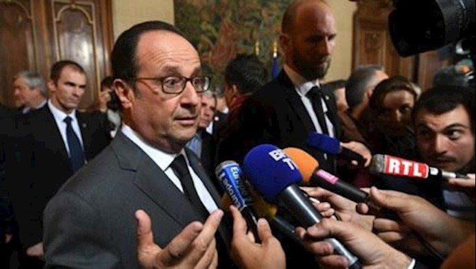  'French President Francois Hollande talks to the press on October 8, 2016 in Tulle as part of his visit in Correze'