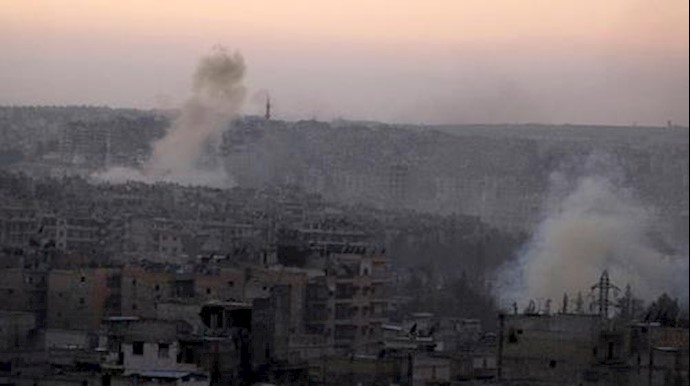  'Smoke rises from Bustan al-Basha neighborhood of Aleppo, Syria, October 5, 2016'