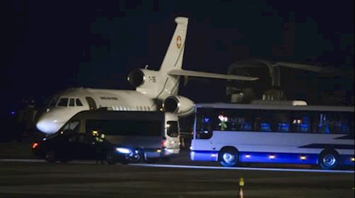  'A Falcon 900 of the Swiss Air Force carrying American prisoners released by Iran is pictured on the tarmac of Genevas airport, Jan. 17, 2016'