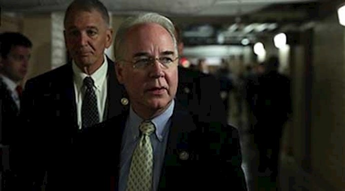  'Tom Price (R-GA) (R) arrives at a House Republican Conference meeting June 22, 2016 at the Capitol in Washington, DC.'