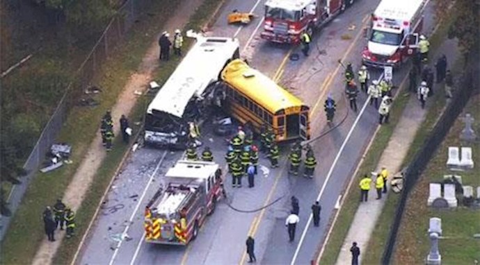 Collision between Baltimore school bus and commuter bus leaves six dead + Video