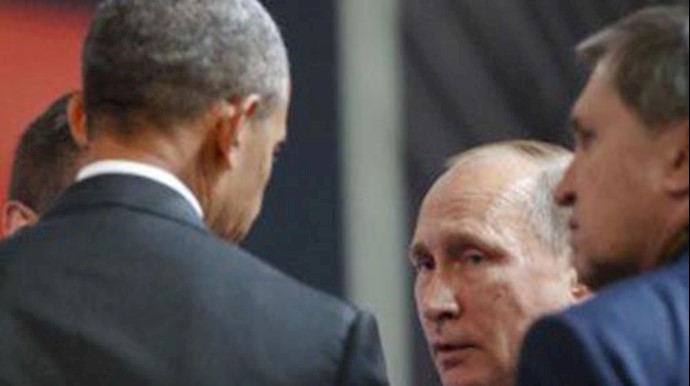  'US President Obama talks with Russia’s President Putin at the opening session of the APEC in Lima, Peru, Sunday, Nov. 20, 2016'