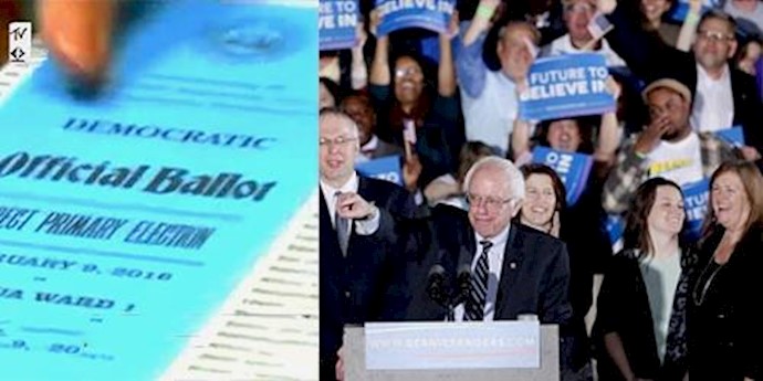  'Democratic U.S. presidential candidate Bernie Sanders smiles after winning, at his 2016 New Hampshire presidential primary'