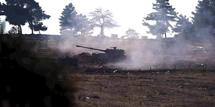  'Turkish artillery fire from the border near Kilis toward northern Syria, in Kilis, Turkey'