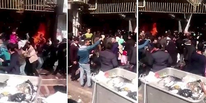  'A vender setting himself ablaze in a public Bazar in Tehran'