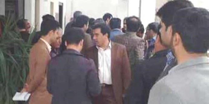 Contractors rally outside governorate office in Khoram Abadi, western Iran