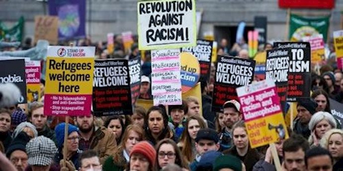 Protestors in support of migrants took to the streets of European capitals