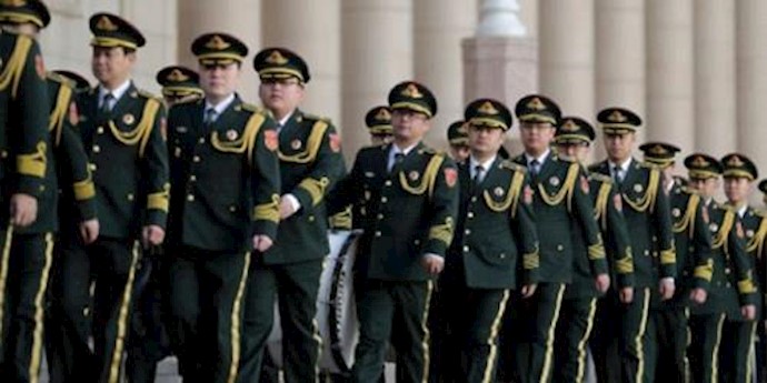  'Members of the Chinese military band arrive at the Great Hall of the People '