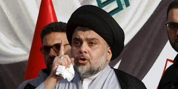  'Iraqi Shiite Muslim leader Moqtada al-Sadr speaks during a sit-in at the gates of Baghdads heavily fortified Green Zone March 27, 2016.'