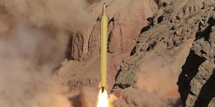  'Iranian long range missile Qadr launched at an undisclosed location in Iran, 09 March 2016.'