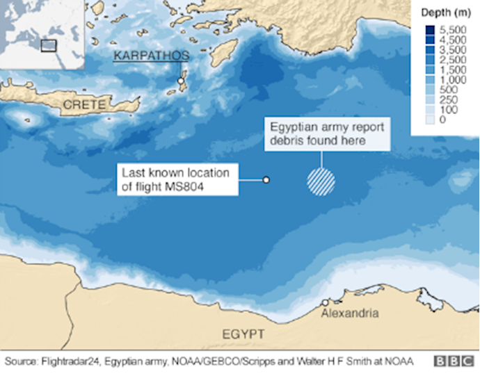 Egypt: Wreckage of Air flight MS804 found in Mediterranean