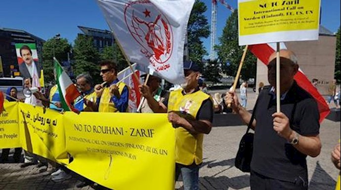 Iranian activists and supporters of the MEK condemn Iran regime FM’s visit to Finland