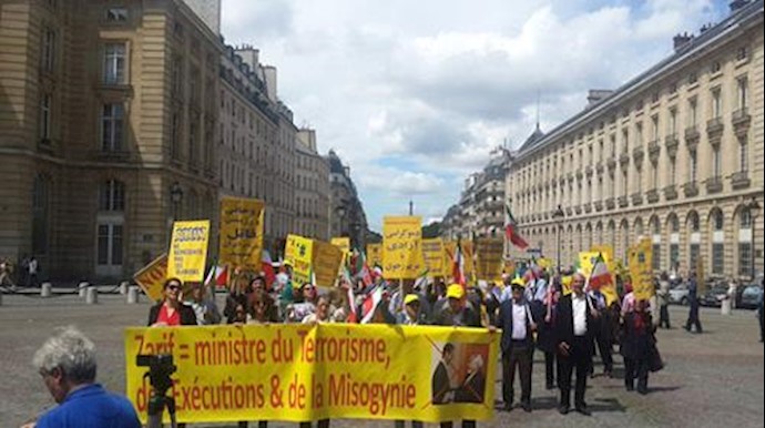  'Iranian supporters of the Resistance rallied in Paris against Zarif visit to France'