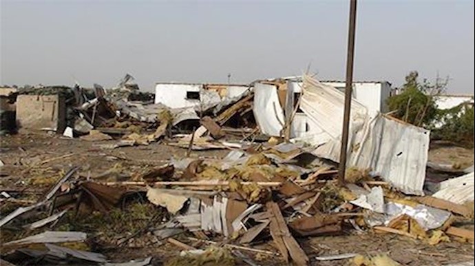  'Destruction left behind after Monday missile attack on Camp Liberty'