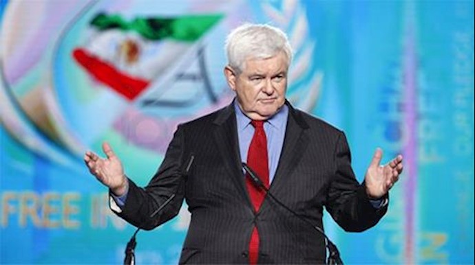 Possible Trump running mate Newt Gingrich attacks Obama’s policy in Iran at resistance rally