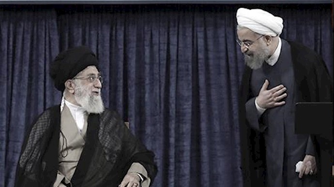  'Rouhani blowing his cover of the so called Reformer by slipping under Khamenies turban'
