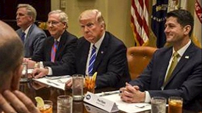  'President Trump meets with Senate Majority Leader Mitch McConnell and House Speaker Paul D. Ryan at the White House'