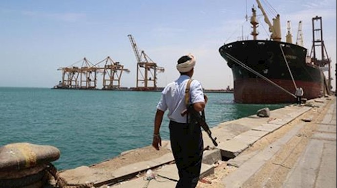  'A soldier walks at Red Sea port of Hodeidah, Yemen, May 10, 2017.'