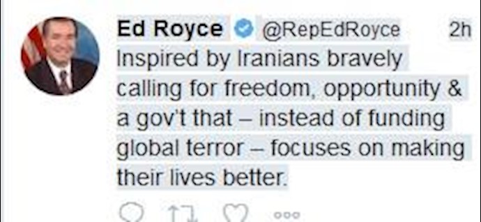 Rep. Ed Royce expressed solidarity and support with the Iranian demonstrators
