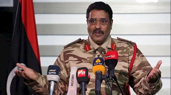  'Spokesman of Libyan National Army (LNA) colonel Ahmed Al Masmary gestures during a news conference in Benghazi, Libya, March 3, 2017'