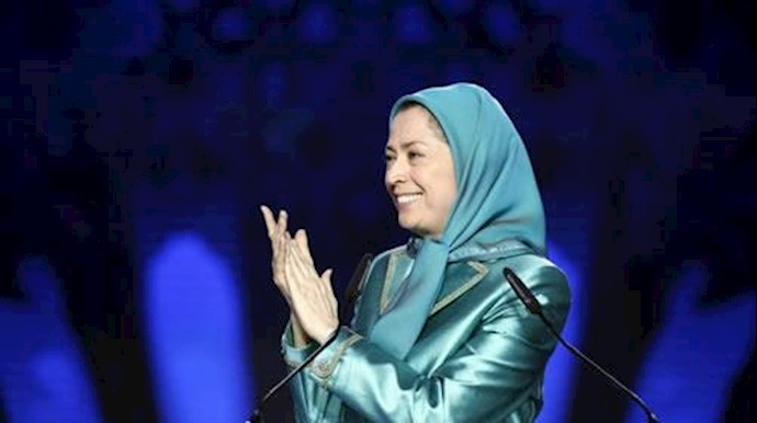  'Leader of the PMOI Maryam Rajavi speaking at a rally for the Iranian resistance in Paris'