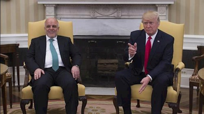  'US President Donald Trump meets with Iraqi Prime Minister Haider Al-Abadi in the Oval Office in the White House on March 20, 2017, in Washington, DC.'