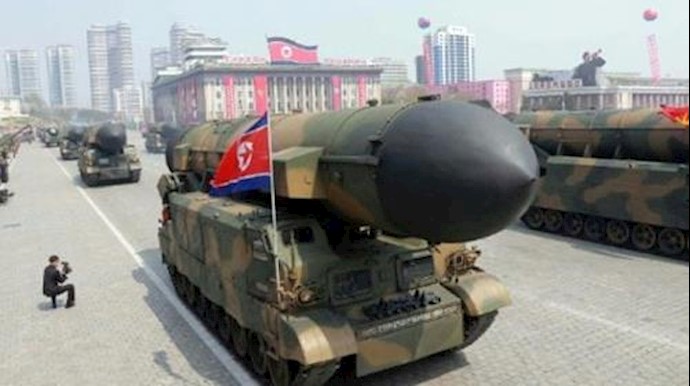  'Ballistic missiles are displayed on April 16, 2016 through Kim Il-Sung Square during a military parade in Pyongyang '