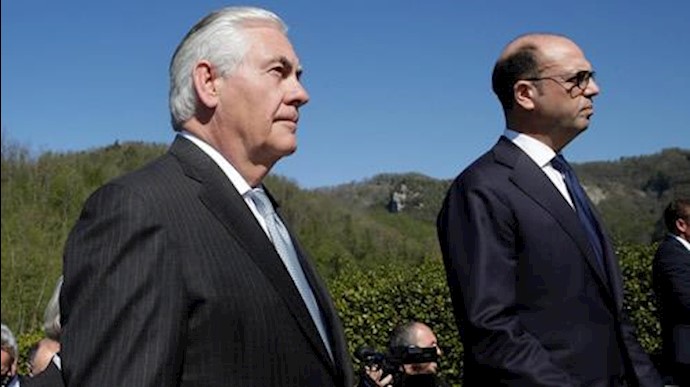  'U.S. Secretary of State Rex Tillerson (L) and Italys Foreign Minister Angelino Alfano'