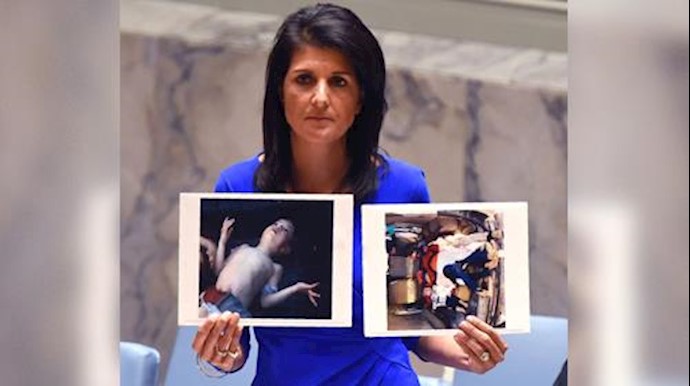  'Ambassador Nikki Haley holds photos of innocent Syrian children killed in Assads Gas Attack'