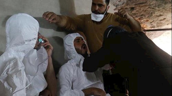  'Men are receiving treatments, after a gas attack in the town of Khan Sheikhoun '