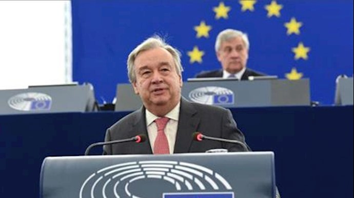 'Antonio Guterres addressing the Parliament'