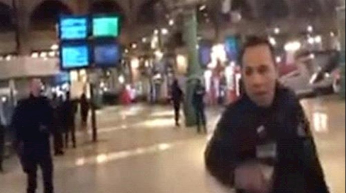  'Police officers are seen at the Paris Gare du Nord train station, France'
